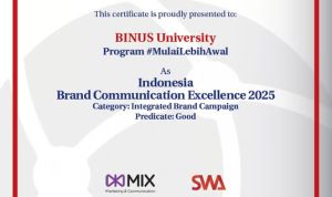 Brand Communication BINUS UNIVERSITY Raih Pengakuan dari Majalah MIX MarComm dari SWA Media Group “Indonesia Brand Communication Excellence 2025”