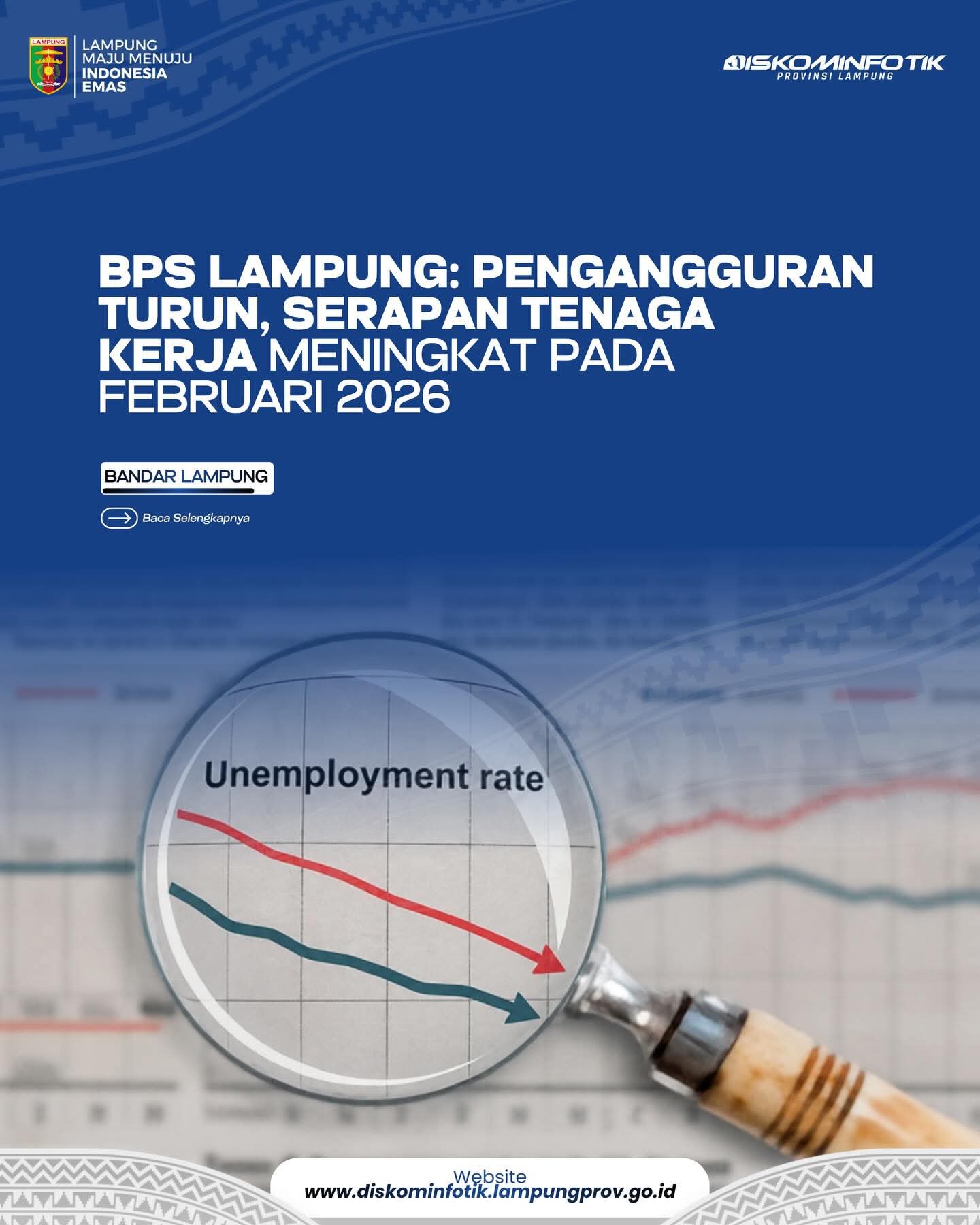 BPS Lampung : Pengangguran Turun, Serap Tenaga Kerja Meningkat Pada Februari 2026